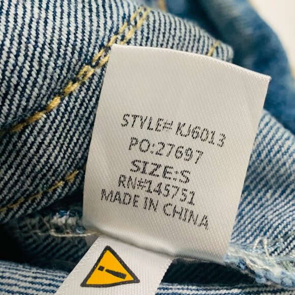 Fantastic Fawn Distressed Denim Jacket Size Small Acid Wash Trucker Jean Jacket - Picture 5 of 11